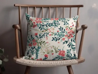 Floral and Leaf Pattern Decorative Accent Pillow