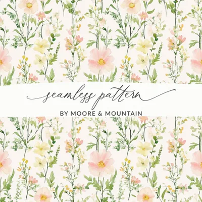 Blush Floral Seamless Pattern Watercolor Spring Floral Pattern Pretty Flowers Digital