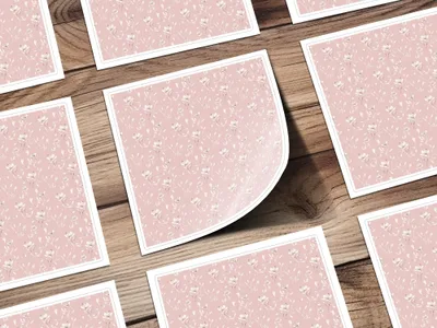 Pink Floral Pattern on White Background Paper Sheets