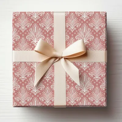 Beautifully Wrapped Pink and White Patterned Gift Box