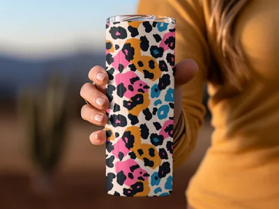 Vibrant Multicolored Leopard Spots Design Tumbler