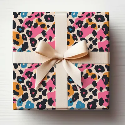 Colorful Leopard Print Gift Wrapping Paper with Bow