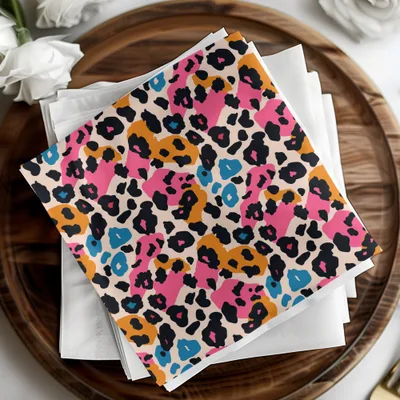 Vibrant Multicolor Leopard Print Pattern Napkin Set