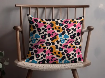 Colorful Abstract Leopard Print Decorative Pillow