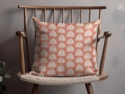 Elegant Coral and White Patterned Pillow product