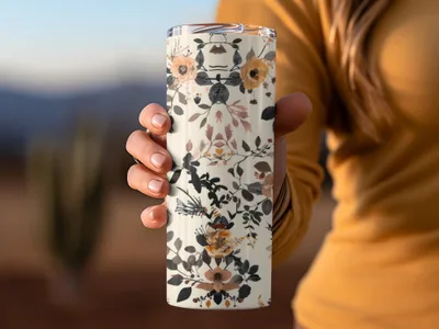 Floral Pattern Insulated Tumbler for Hot and Cold Drinks