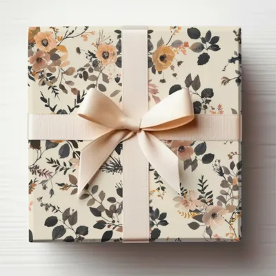 Elegant Floral Gift Wrap with Ribbon for Special Occasions
