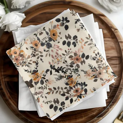 Elegant Floral Design Square Satin Decorative Napkin