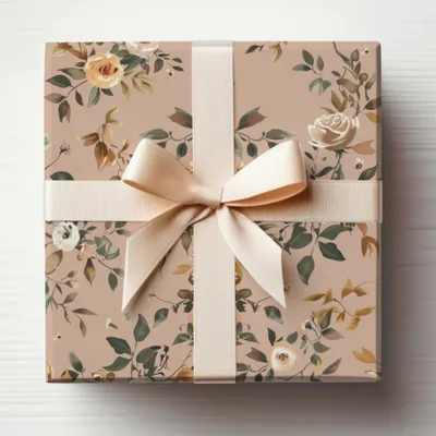 Elegant Floral Gift Box with Ribbon Design Perfect Gift