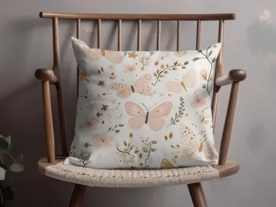 Elegant Decorative Pillow with Pastel Butterfly Design