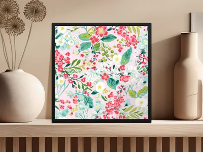 Vibrant Floral Pattern Art Print for Home Decor Wall Art