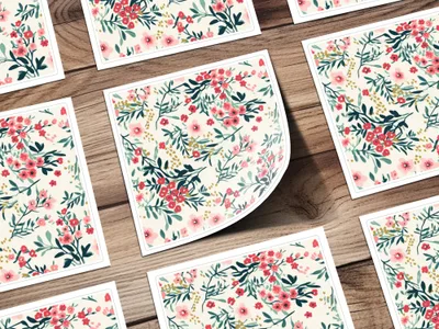 Beautiful Floral Pattern Design with Pink Flowers Sticker