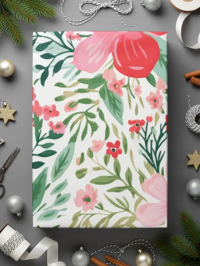 Colorful Floral Design Gift Wrapping Paper for Festive Occasions