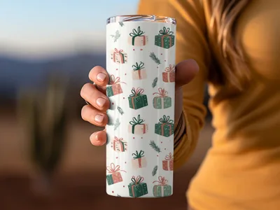 Festive Holiday Gift Themed Stainless Steel Tumbler