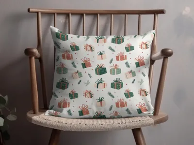 Festive Gift Pattern Decorative Throw Pillow Cover