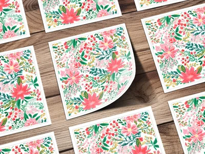 Vibrant Floral Pattern with Pink Blossoms Sticker Sheet