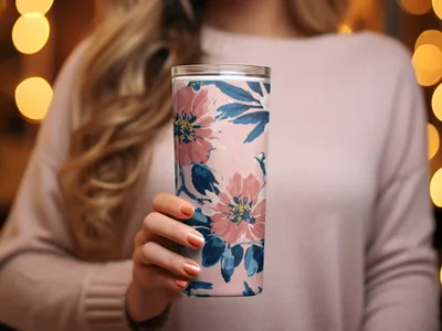 Blush Pink Modern Summer Floral Pattern Blue and Navy - Moore and Mountain