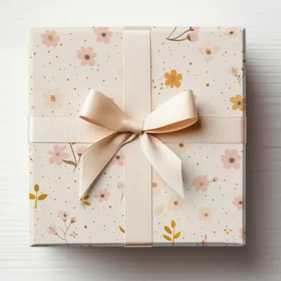 Elegant Floral Gift Box with Cream Ribbon for Special Occasions