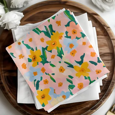 Bright Floral Print Napkins for Spring Party Decor