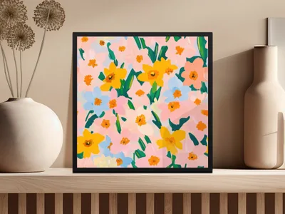 Vibrant Colorful Floral Art Print for Home Decor