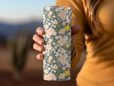 Floral Patterned Insulated Tumbler for Hot and Cold Drinks