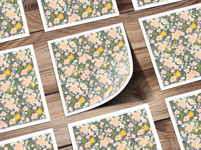Floral Pattern Square Stickers for Decorating Craft Projects