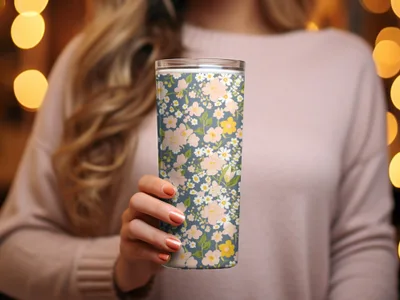 Floral Patterned Insulated Tumbler for Beverages