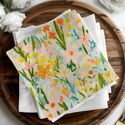 Vibrant Floral Design Decorative Paper Napkins Set