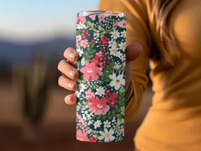 Floral Patterned Insulated Travel Mug Tumblers