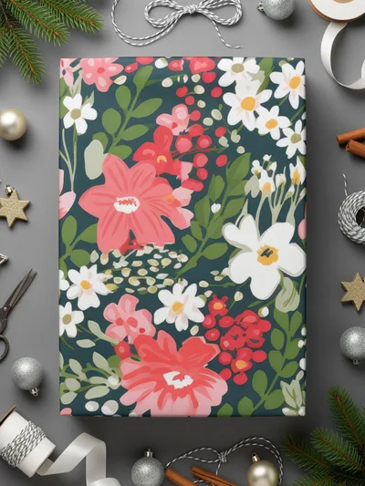 Festive Floral Gift Wrap for Special Holiday Occasions