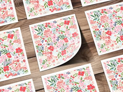 Floral Pattern Greeting Cards in Vibrant Colorful Design