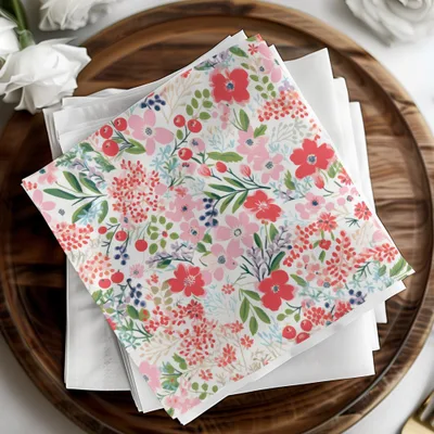 Vibrant Floral Pattern Design Decorative Napkin Set