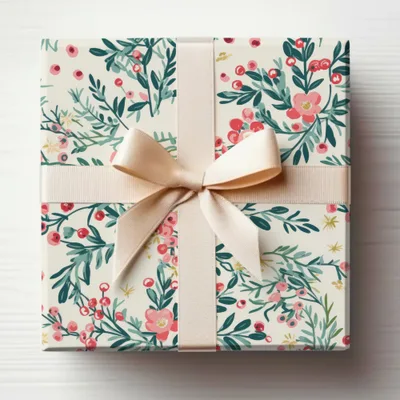 Festive Floral Patterned Gift Wrapping Paper