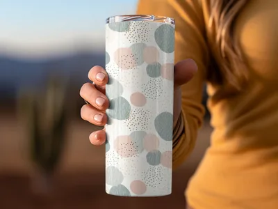 Stylish Pastel Dotted Design Insulated Tumbler Cup
