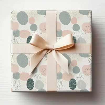 Elegant Polka Dot and Ribbon Wrapped Gift Box Product