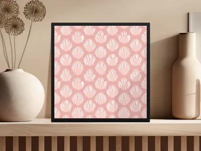 Modern Pink and White Patterned Framed Art Print
