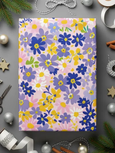 Colorful Floral Pattern Wrapping Paper for Festive Gifts