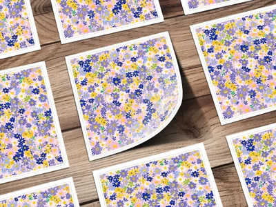 Vibrant Floral Pattern Design Square Cardstock Sheets