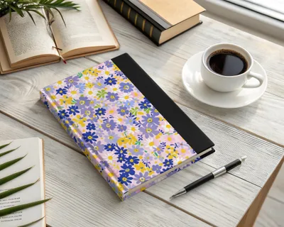Floral and Black Hardcover Notebook for Daily Writing