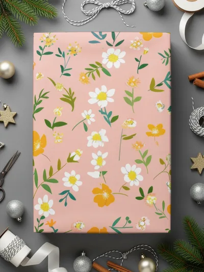 Pink Floral Pattern Wrapping Paper for Gifts