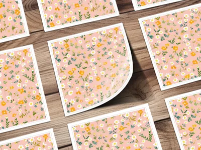 Floral Pattern on Peach Background Sticker Sheets