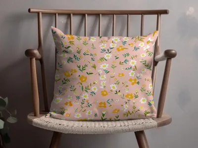 Floral Pillow With Yellow and White Flowers Design