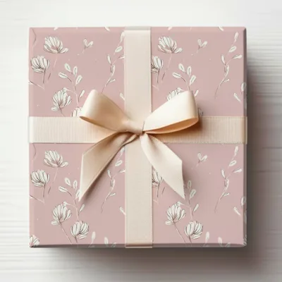 Elegant Pink Floral Gift Box with Ribbon Decor
