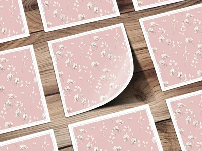 Pink Floral Pattern Adhesive Sticker Sheet 10 Pack