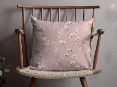 Pink Cushion With White Floral Pattern Pillow