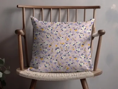 Floral Design Lavender and Yellow Throw Pillow Product