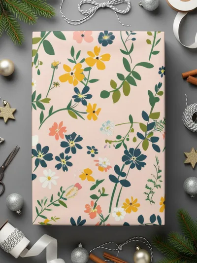 Colorful Floral Design Gift Wrapping Paper Sheets