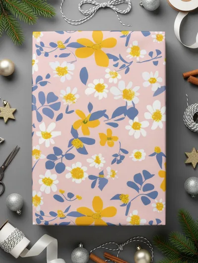 Vibrant Floral Design Wrapping Paper Christmas Gift Wrap
