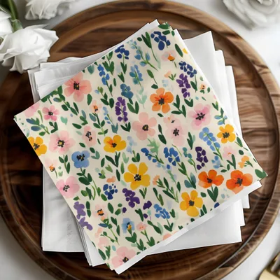 Colorful Floral Pattern Design Paper Napkin Set