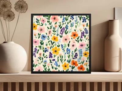 Colorful Botanical Floral Design Wall Art Print Decor
